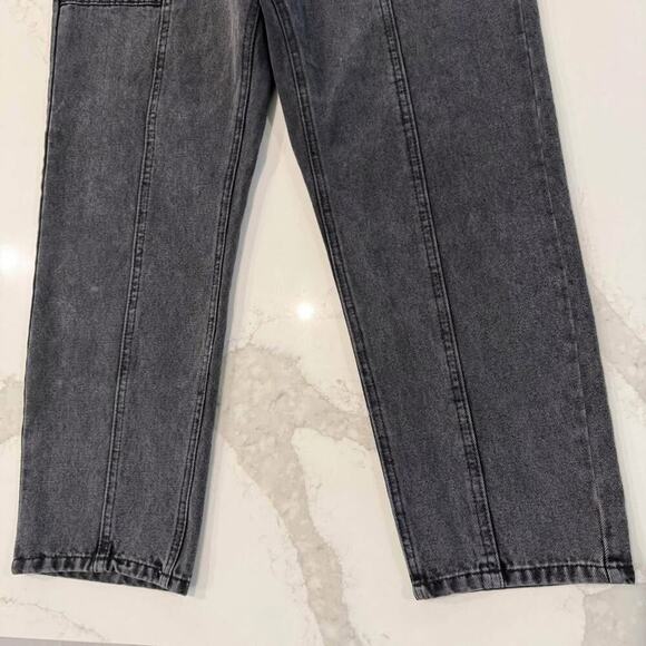 Forever 21 Front Seam Utility High Rise Mom Jeans Womens 29 Black Dark Wash Edgy - Picture 2 of 8